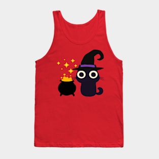 Cute Halloween Cat Witch Tank Top